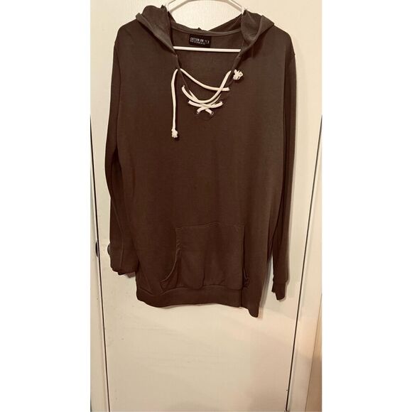 Cotton On Lace Neck Kangaroo Pouch Green Hooded Sweatshirt SZ S - Picture 9 of 9